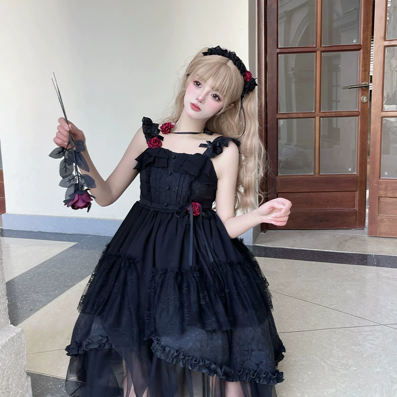 [Лунный Бог и рассвет] парча сад Лолита холодное чувство блуждающий ветер платье JSK