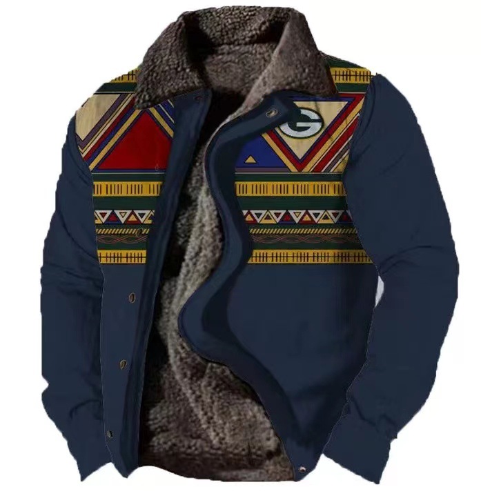 Cross-border en stock bolsillo de costura lateral engrosada casual cremallera suelta Lobo marrón Chaqueta de algodón de manga larga para hombres jóvenes