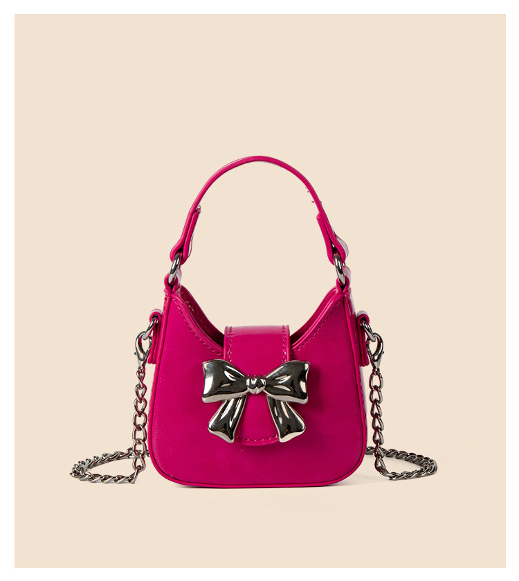 Sac à bandoulière d'été polyvalent, sac à chaîne noir, style moto à la mode Bow, style doux et épicé, sens haut de gamme pour femmes, niche_voghion.com