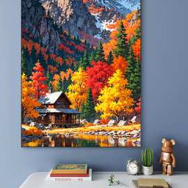 ✅宫崎骏新数字油画diy手工填充填色画解压涂色油彩画装饰挂