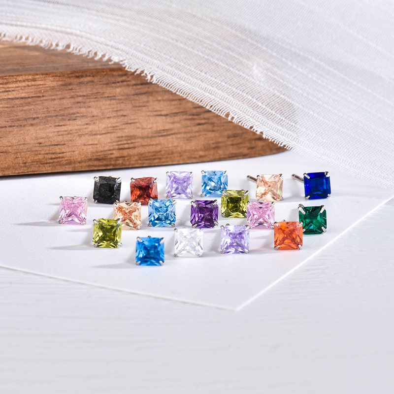 square fashionable universal earrings with zircon