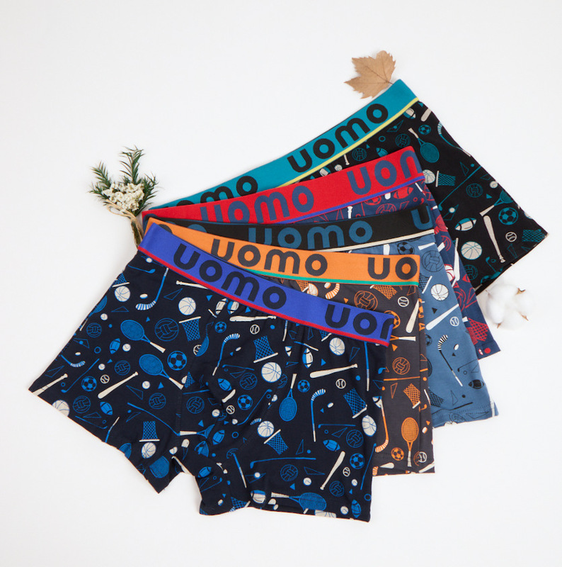 Contrast Color Printed Cotton Men's Underwear Wholesale in Stock, Soft, Skin-Friendly, Breathable, Antibacterial, Youth Boys' Boxer Briefs