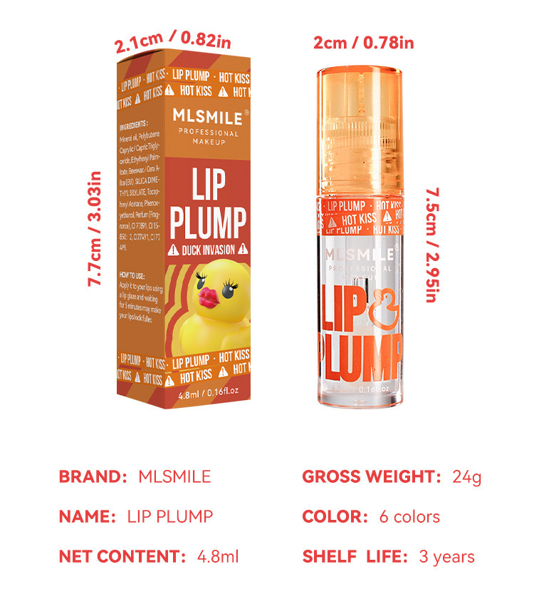 MLSMILE 6-color Duck Lip Oil Lip Gloss, Big Mouth Pouty Lip Honey Lip Glaze undefined