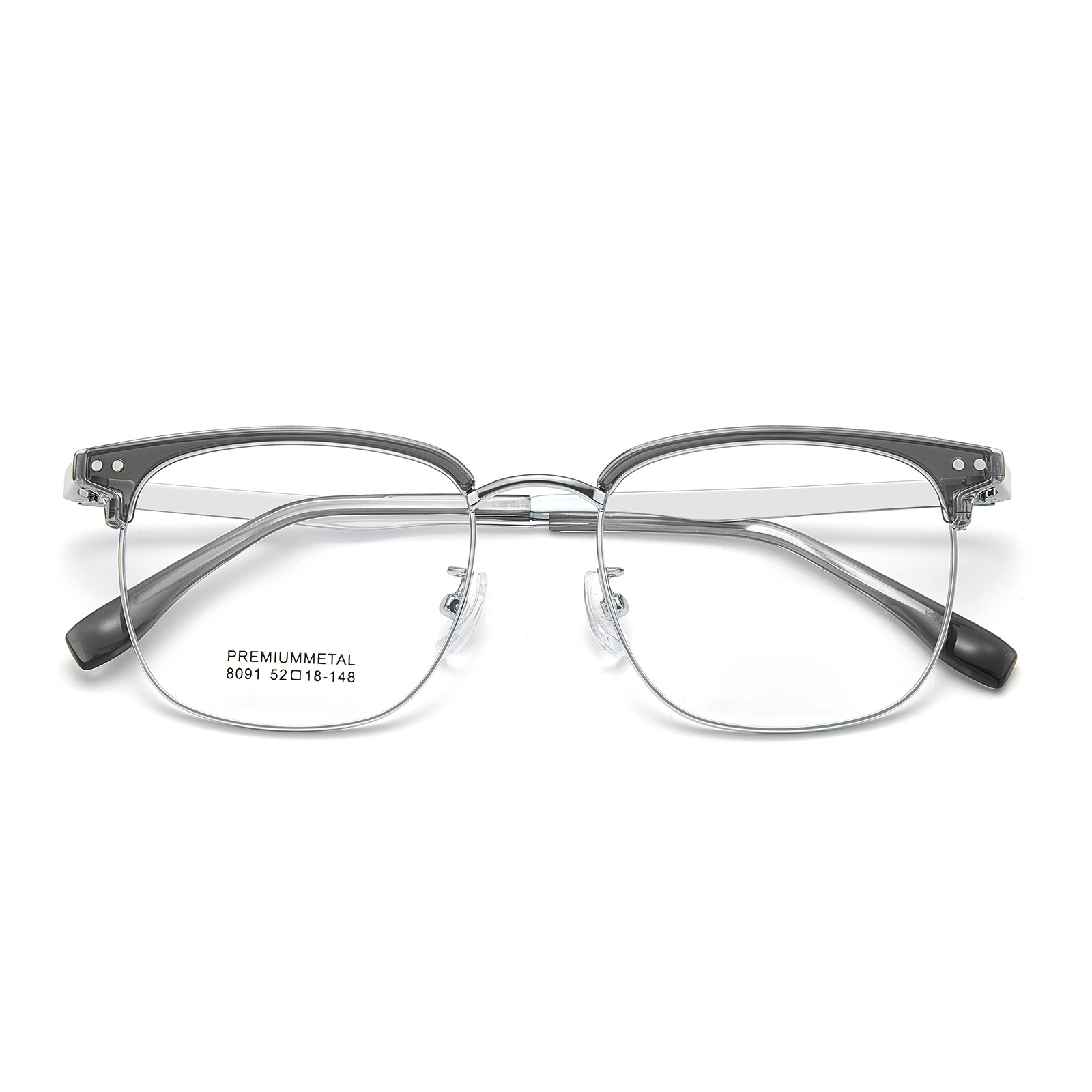 Hombres de doble punto de cejas de aleación de silicona, marcos de gafas flexibles, piernas no sujetas a la cara, marcos de silicona para la nariz, gafas al por mayor