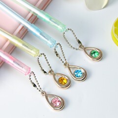韓國ins少女心水滴寶石掛件筆 小清新可愛學生考試簽字筆吊墜水筆