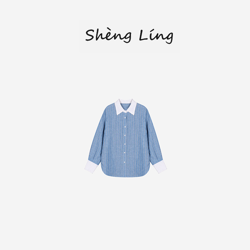 色织亚麻衬衫春秋衬衣长袖洋气休闲条纹SL5126X|undefined