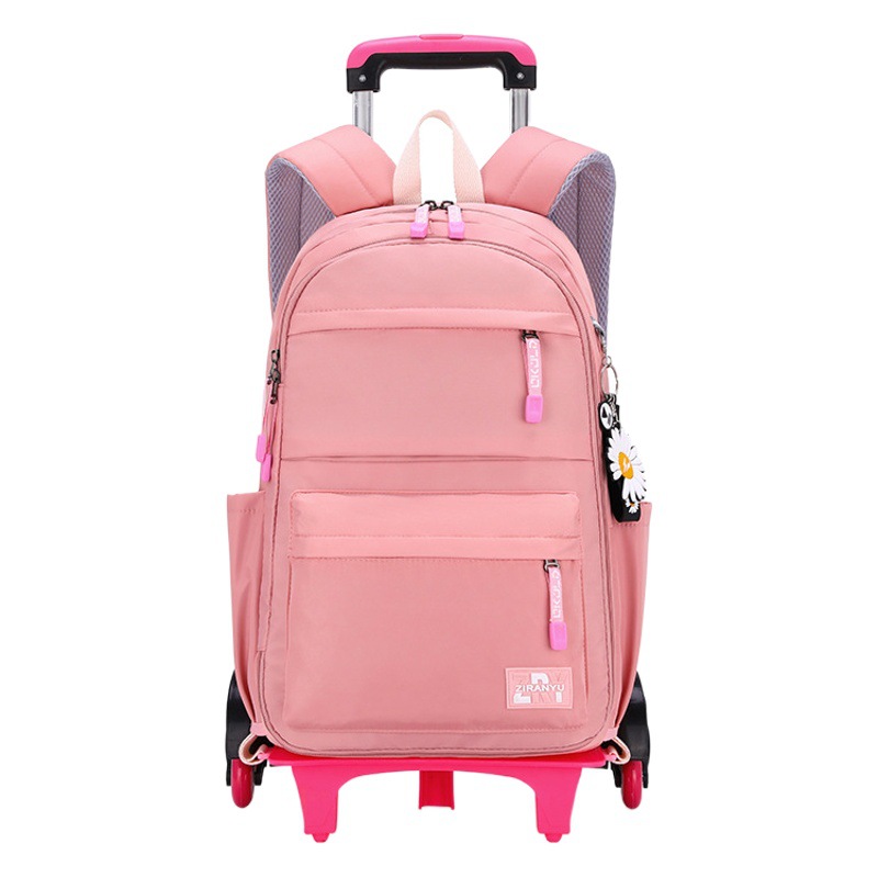 Entrega de una pieza primaria y secundaria estudiante de la escuela carretilla mochila moda fresca escalera de seis ruedas al por mayor impresión de la mochila