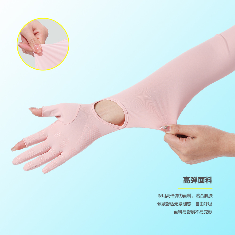 Protección solar manga de hielo verano de las mujeres protección uv brazo guardia conducción correr ciclismo al aire libre ligero transpirable dedo guantes de fuga