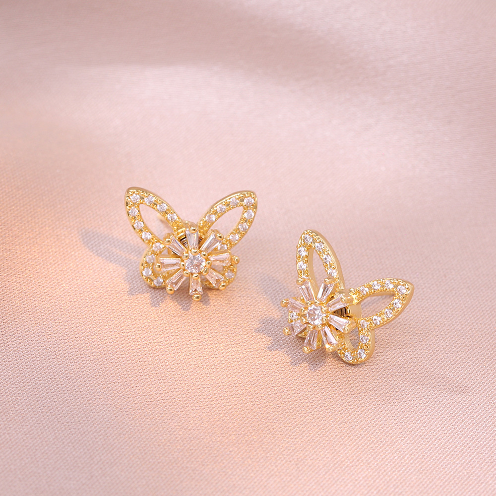 1 Set Quantity Wholesale Jewelry Sweet Flower Titanium Steel Copper Diamond Jewelry Set