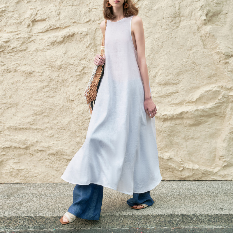 【Clearance Bargain】High-Quality Pure Linen Tank Top Long Dress for Women, New Niche Design with Large Skirt Hem, Summer Dress 【Clearance Bargain】High-Quality Pure Linen Tank Top Long Dress for Women, New Niche Design with Large Skirt Hem, Summer Dress