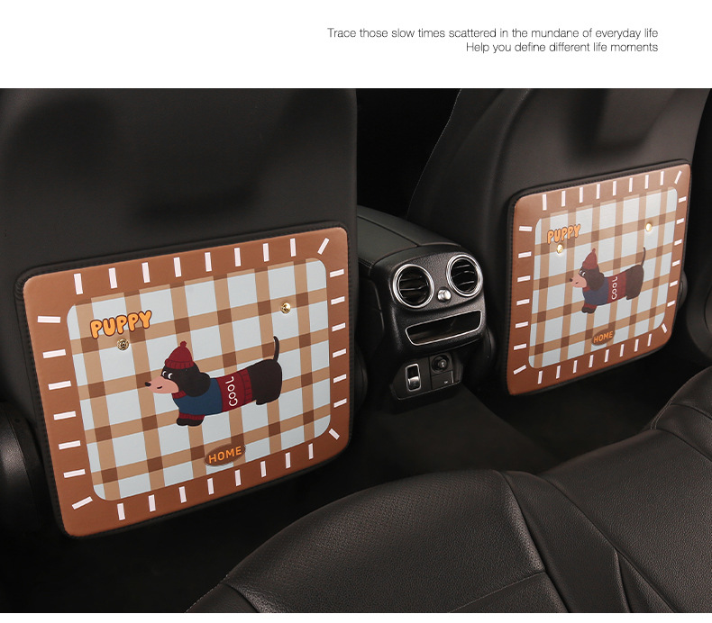 Cute Cartoon Dachshund Car Seat Back Anti-Kick Pad Anti-Dirt Pad Children's Rear Seat Anti-Kick Anti-Scratch Pad