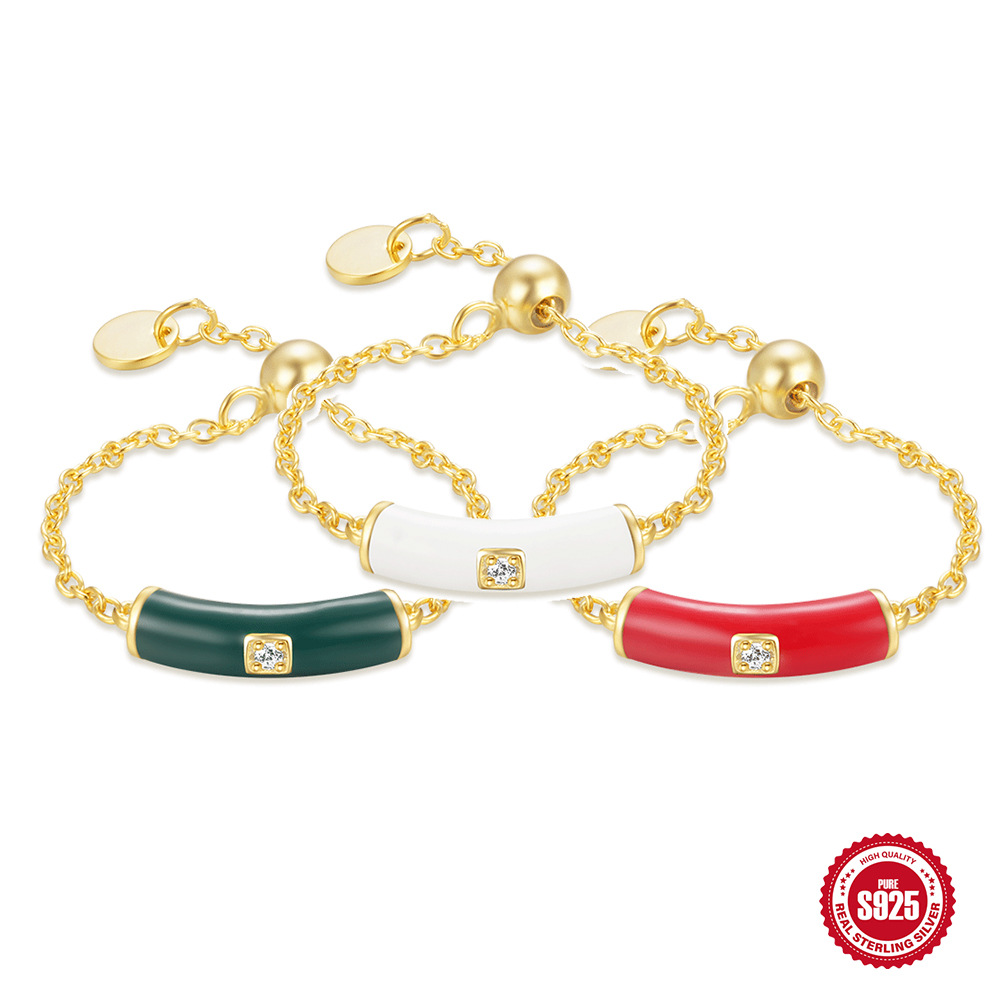 Verano nuevo estilo s925 plata esterlina pequeña barra de oro transfronteriza gota anillo de cadena de aceite personalidad femenina diseño avanzado ajustable