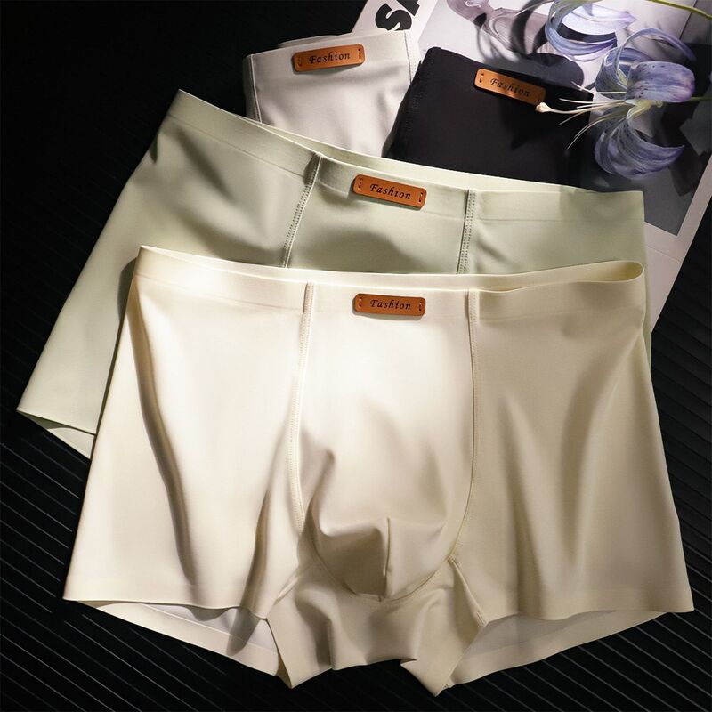 Men's Underwear, Ice Silk Seamless, Silky and Fashionable New Style Boxer Shorts, Thin Solid Color Men's Boxer Briefs