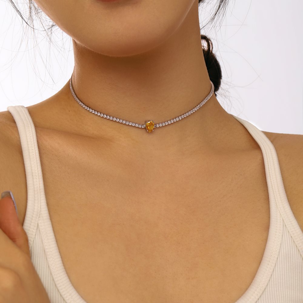 15g Weight Zircon, High Carbon Diamond Inlay Material Necklace Classification 925 sterling silver Chain Material 1 Piece Quantity Holiday, Tea Party Occasion 925 Sterling Silver Material Heart Shape, Rectangle Pattern Women's Gender Inlay Design Simple Style, Shiny Style 925 Sterling Silver Zircon High Carbon Diamond Inlay Heart Shape Rectangle Necklace 5