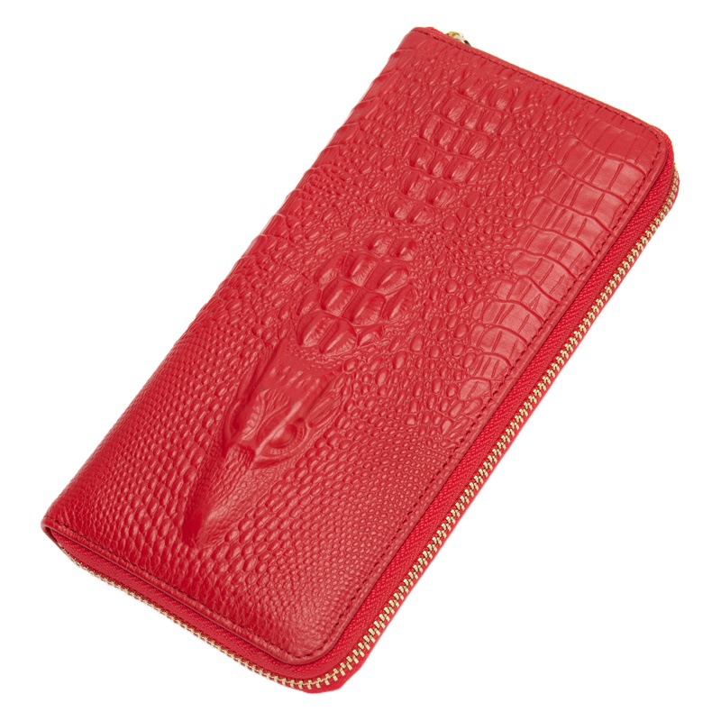 Amazon Men's Long Wallet Genuine Leather Crocodile Pattern Business Multi-Card Holder Clutch Top Layer Cowhide Wallet for Men