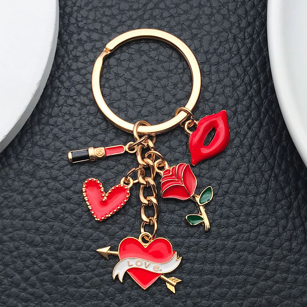 14g Weight Lady Simple Style Heart Shape Floral Zinc Alloy Unisex Keychain