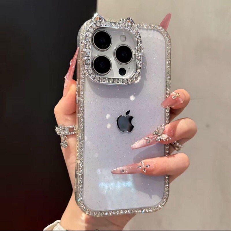 猫耳朵镶钻渐变色适用iPhone16pro手机壳苹果15网红14promax女13|undefined