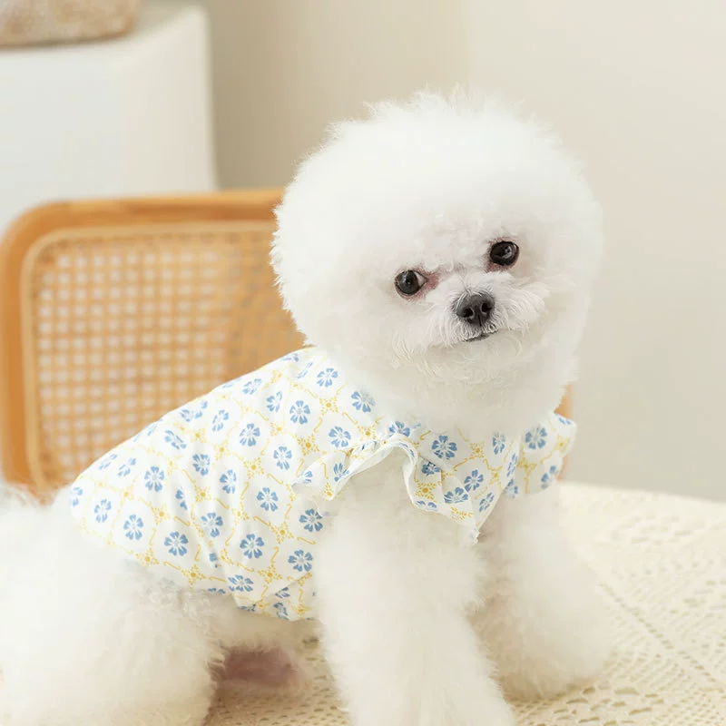 Цветочный маленький летающий рукав Базовая рубашка для собак Одежда для маленьких собак Кошка Щенок Кошка Одежда для домашних животных Одежда на двух ножках