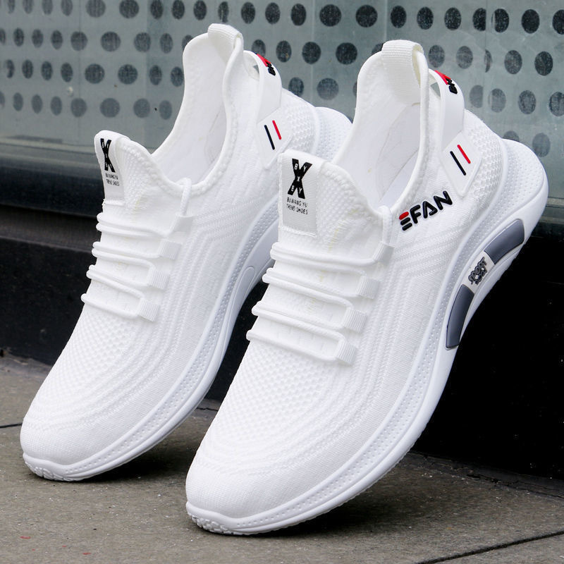 2022 New Summer New Breathable Mesh Shoes Trendy All-match Men's White Shoes Casual Lightweight Soft Sneakers