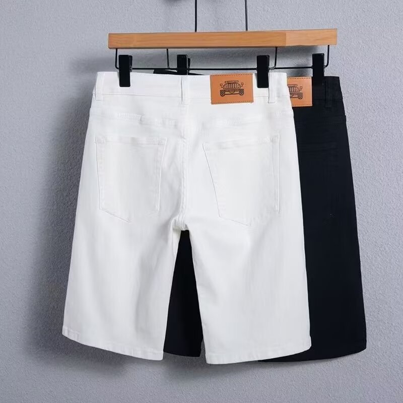 Summer Solid Color Denim Shorts for Men, High-End Versatile 5-Point Mid-Length Shorts, Simple Trendy Brand Casual Shorts for Boys Summer Solid Color Denim Shorts for Men, High-End Versatile 5-Point Mid-Length Shorts, Simple Trendy Brand Casual Shorts for Boys