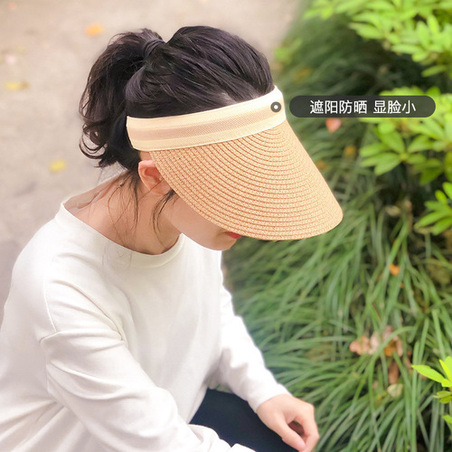 夏季新款防晒紫外线遮阳透气大檐草帽太阳空顶帽户外韩版女亲子帽