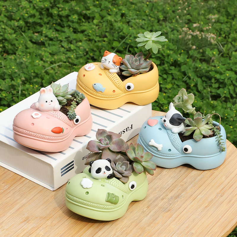 Chậu Cây Resin Chậu cây hình dép Crocs resin, chậu mọng nước mini, chậu để bàn trang trí vườn (RG-72)