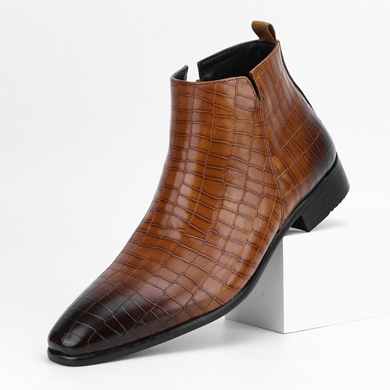 Men's small square head men's shoes personality all stylish men's ankle boots_voghion.com