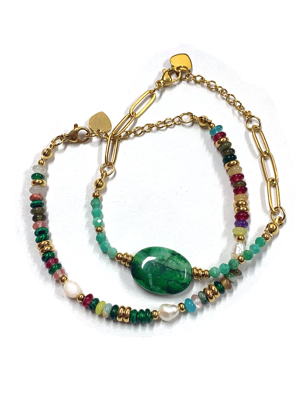 25g Weight Beads Pendant Material Necklace Classification Titanium Steel Chain Material 1 Piece Quantity Holiday, Daily Occasion Beaded, natural stone, Titanium Steel Material Geometric Pattern Women's Gender Beaded Design Simple Style Style Simple Style Geometric Beaded Natural Stone Titanium Steel Necklace In Bulk 65