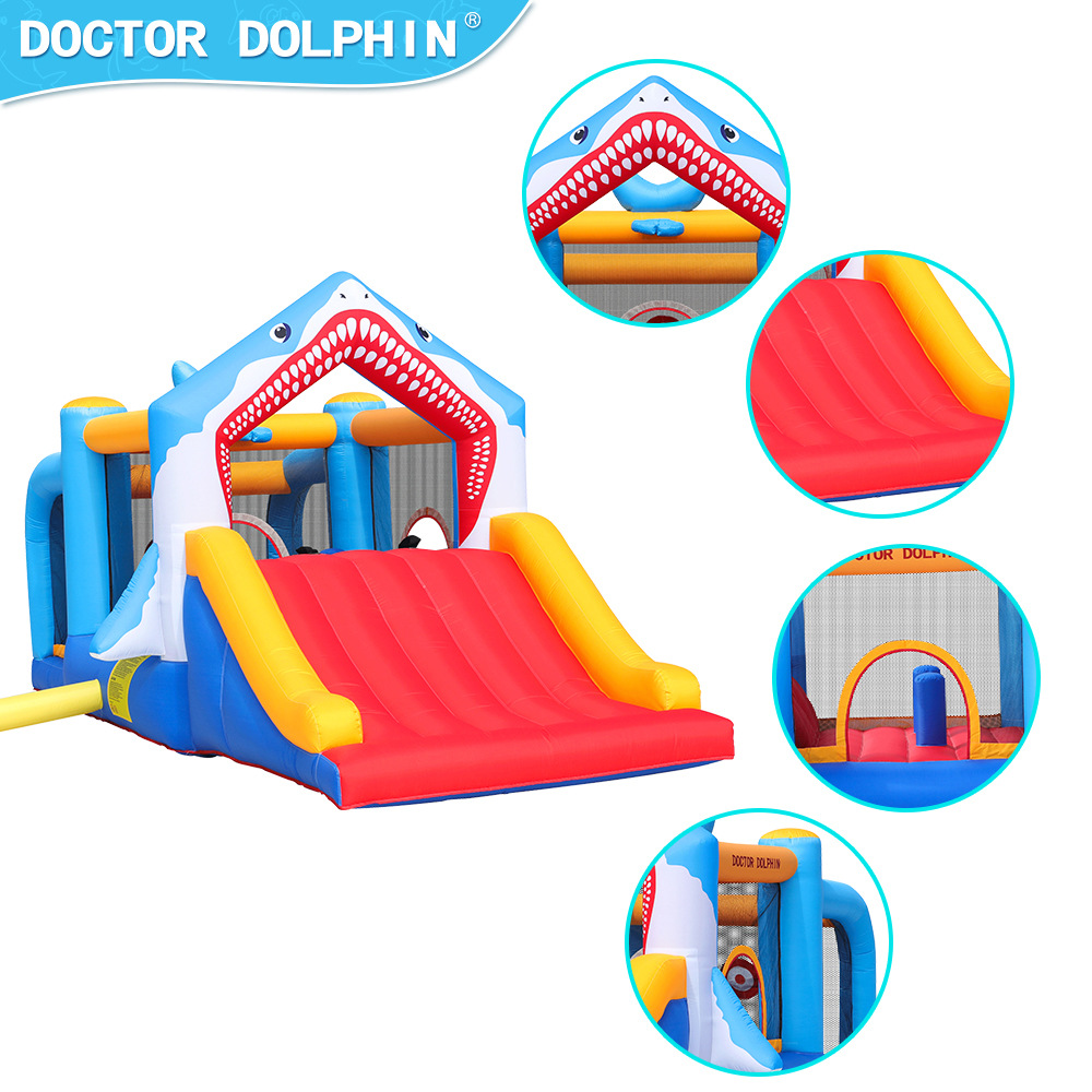 Castillo inflable para niños Doctor Dolphin, tobogán inflable de tiburón, castillo inflable pequeño para el hogar, trampolín inflable para interiores