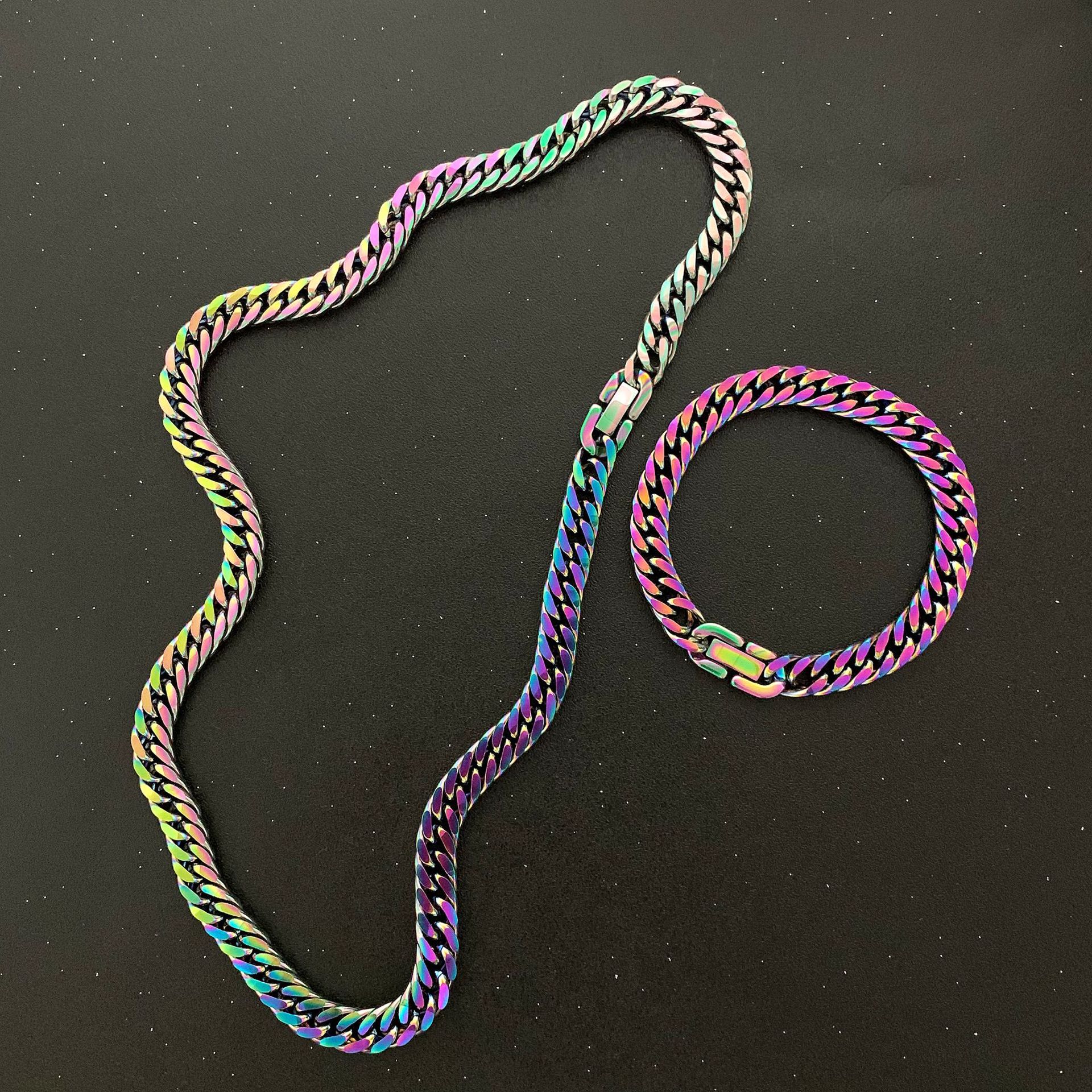 40g Weight Bracelets Classification Titanium Steel Chain Material Cuban Link Chain Curb Chain Chain Type 1 Piece Quantity Daily Occasion Titanium Steel Material Geometric Pattern All Seasons Season Men's Gender Hip-Hop Style Hip-Hop Geometric Titanium Steel Men's Bracelets Men's Chain Bracelets 7