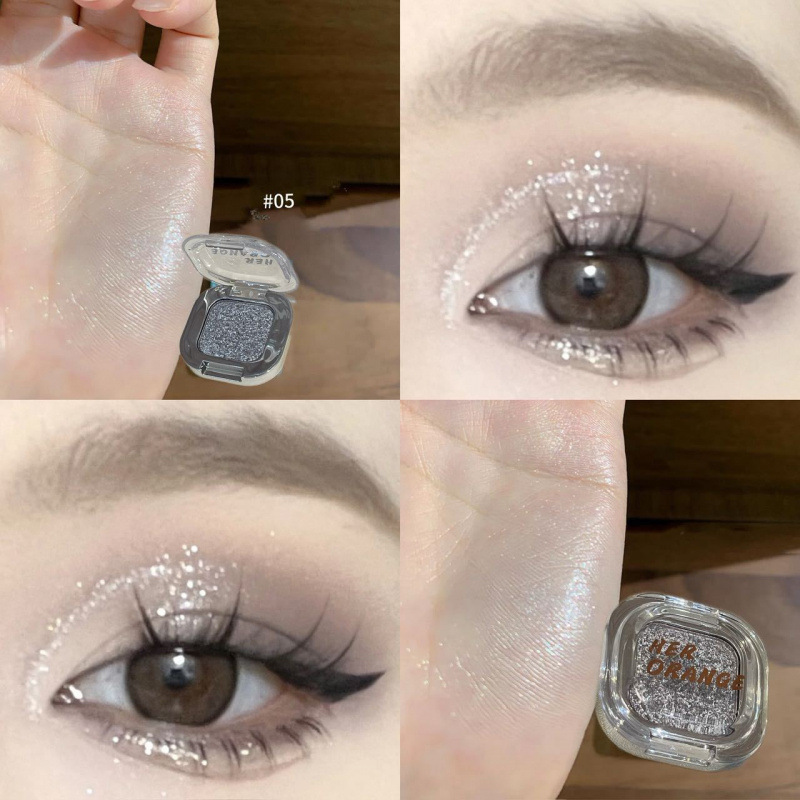 HERORANGE sensación fría de una sola sombra de ojos de maquillaje fácil de brillar perlada brillante brillante maquillaje de alta brillo plato de sombra de ojos de maquillaje