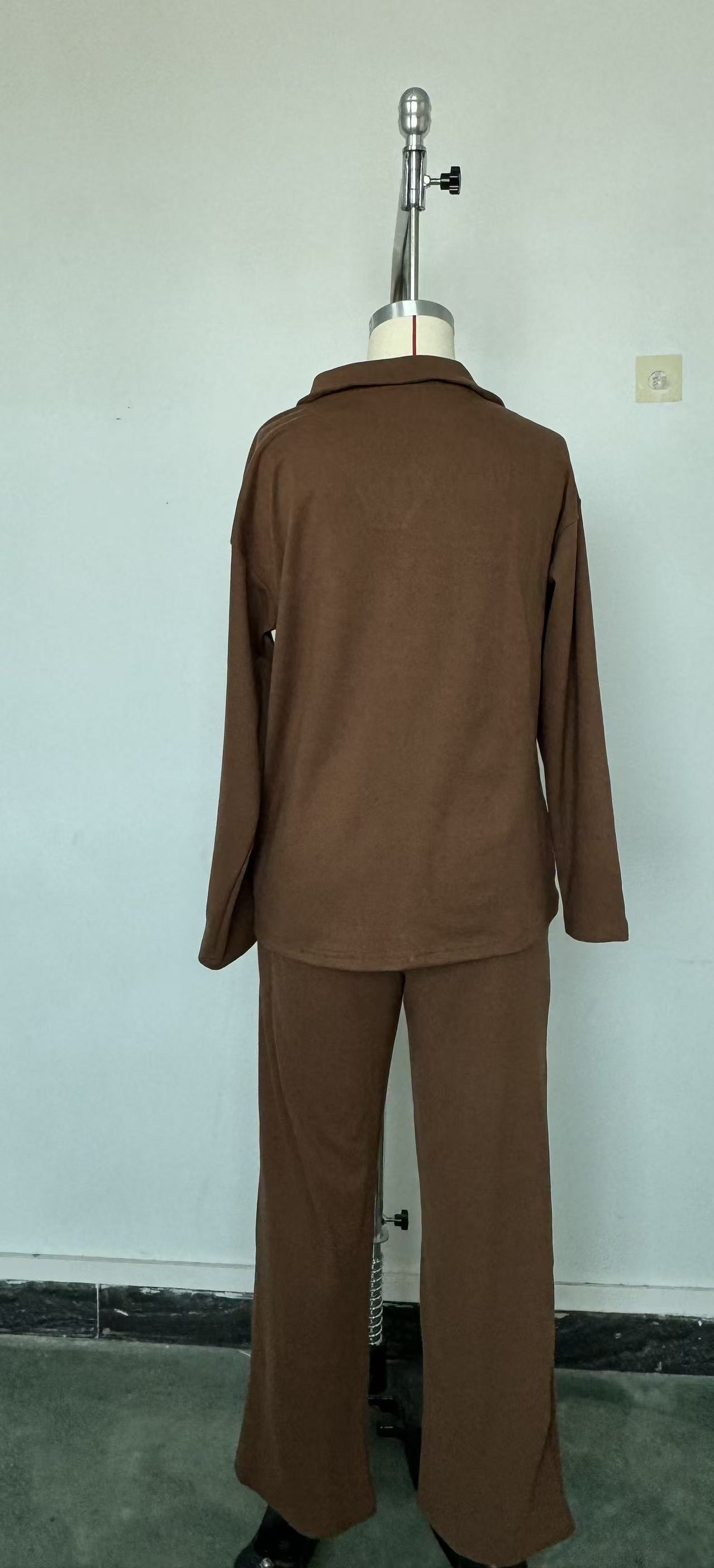 Damen Zweiteiler Set Mit Polo-kragen Pullover Und Hose Modisch_voghion.com