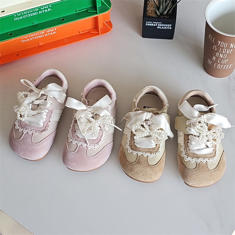 Scarpe sportive da bambina in stile coreano con lacci di perle, scarpe da allenamento tedesche per neonati e bambini piccoli, novità primavera autunno, calzature per bambini_voghion.com