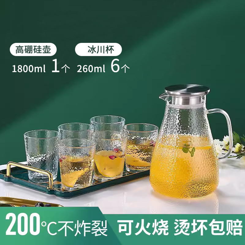 玻璃冷水壶凉水壶家用耐高温凉水杯耐热防爆大容量凉白开茶壶套装|undefined