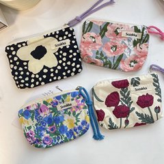 Mini Flower Fabric Retro Elderly Fresh Style Coin Purse Ultra Thin Pocket Purse Small Wallet LQB18