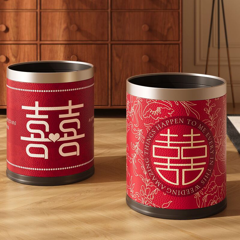 Wedding Celebration Trash Can Wedding Room Decoration Red Newlywed Bedroom Living Room Kitchen Household Large Paper Basket