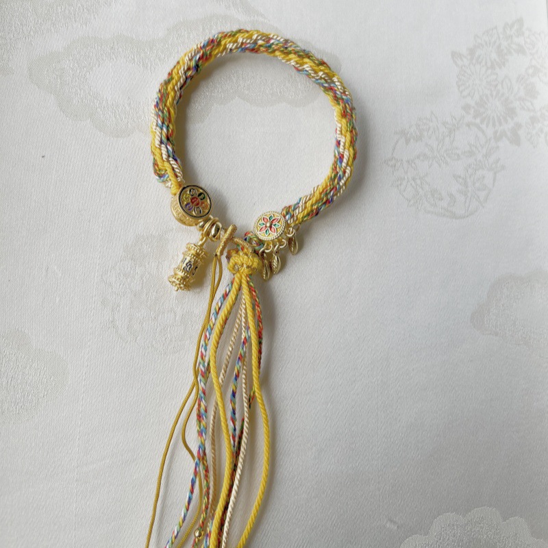 Mano tejida estilo Xizango mano cuerda zachilam mano cuerda verde madre cinco maestro thangka pulsera Xizanga mano cuerda regalo femenino