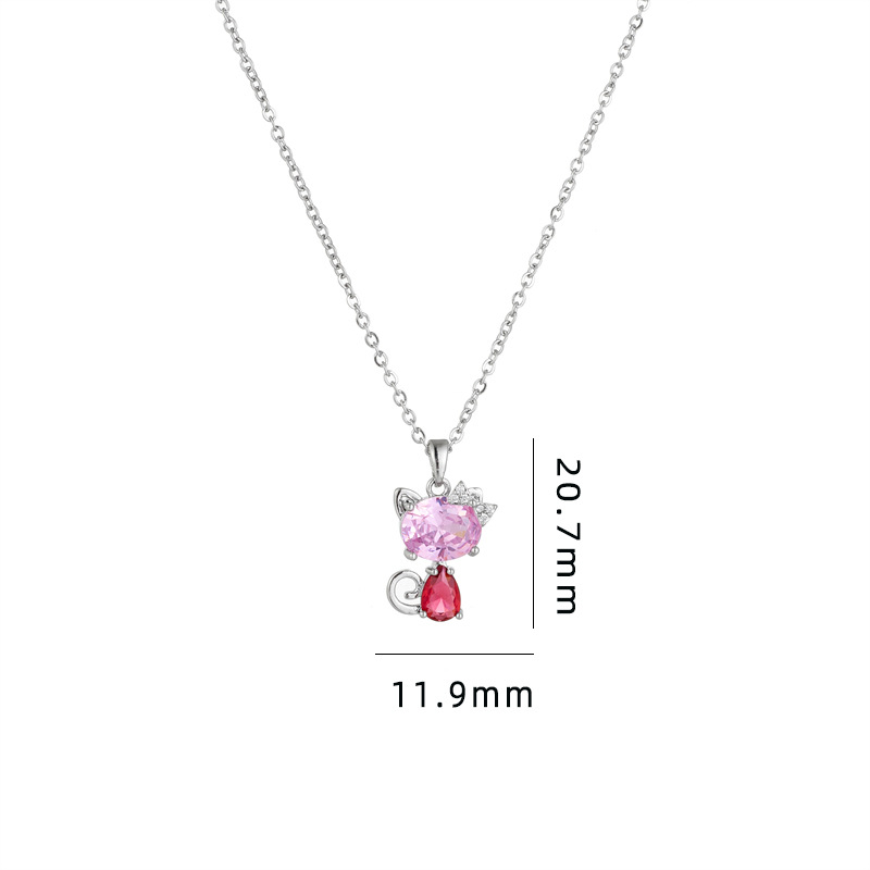 스틸 컬러 레드 핑크 고양이 A096