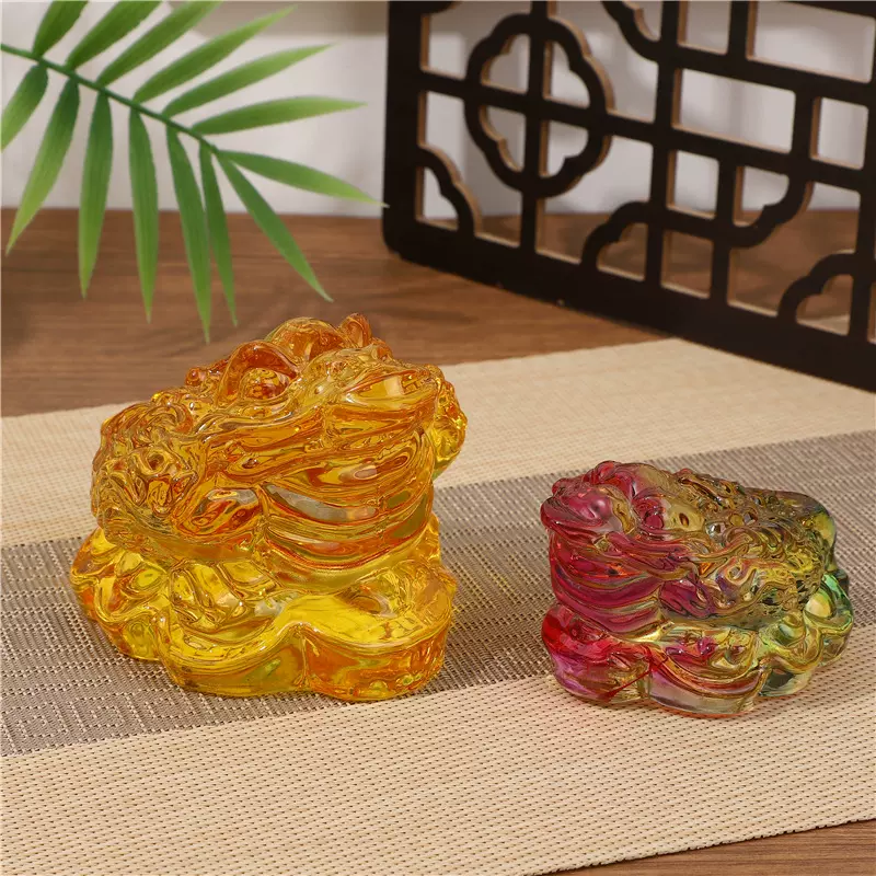 琉璃金蟾镇纸摆件居家办公前台桌面摆放乔迁商务开业招财黄水晶