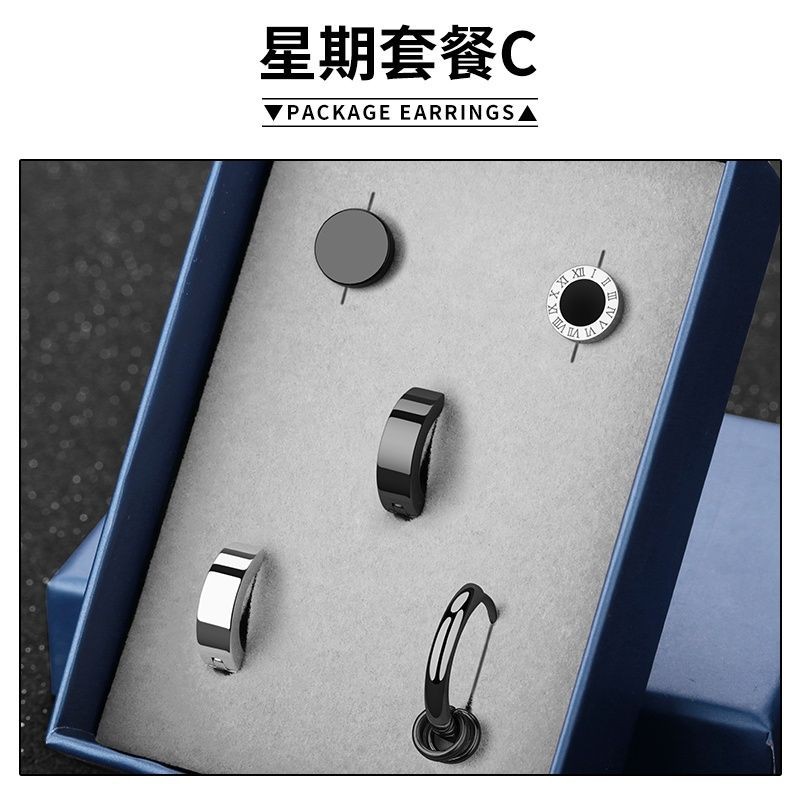 Conjunto de combinación de aretes de acero de titanio para hombres decoraciones fábrica al por mayor pendientes de alto grado sin decoloración accesorios de venta caliente de las mujeres simples