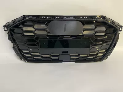 Suitable for Audi A3 modified all-black middle net 21 22 23 24 A3L bright black front face air intake grille middle net (Zhongwang) - all-black-network-black-label
