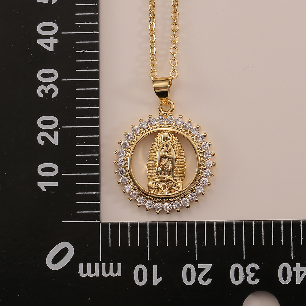 Neue 18k Gold Jungfrau Maria Anhänger Kupfer Halskette Großhandel Nihaojewelry display picture 1