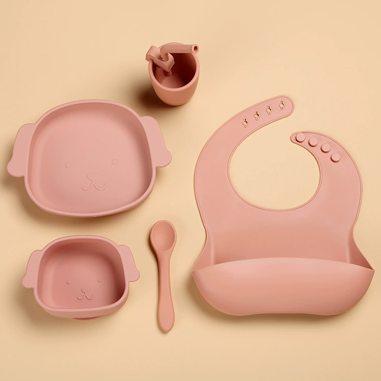 Silicone cartoon bib, dinner plate, spoon, glass, set, Amazon