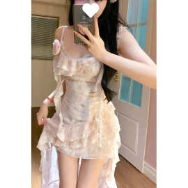 甜美碎花气质春季收腰显瘦连衣裙荷叶边法式初恋设计