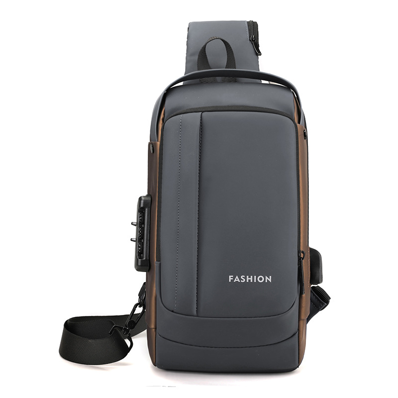 Bolso de pecho para hombre, bolso cruzado, mochila de gran capacidad, multifuncional, con bloqueo de contraseña, antirrobo, bolso para hombre con carga USB