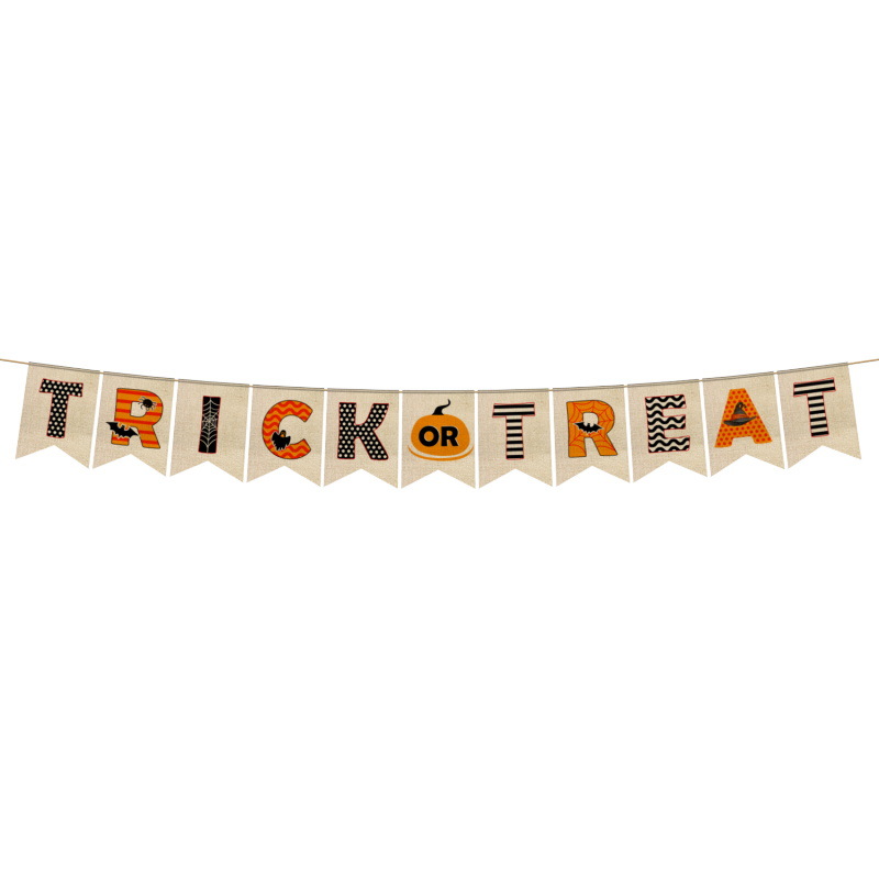 Nuevo Halloween transfronterizo, bandera, calabaza, bruja, fiesta KTV, decoración de papel, decoración del festival de fantasmas, accesorios