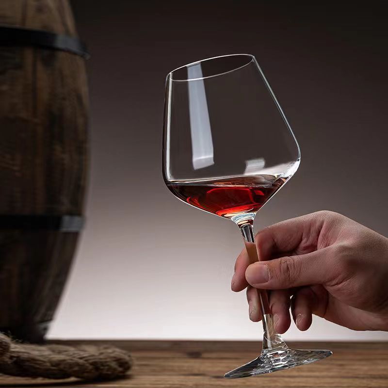 Gran taza de vino de borgoña al por mayor casera de cristal creativo de lujo taza de pie alto taza de vino de estómago