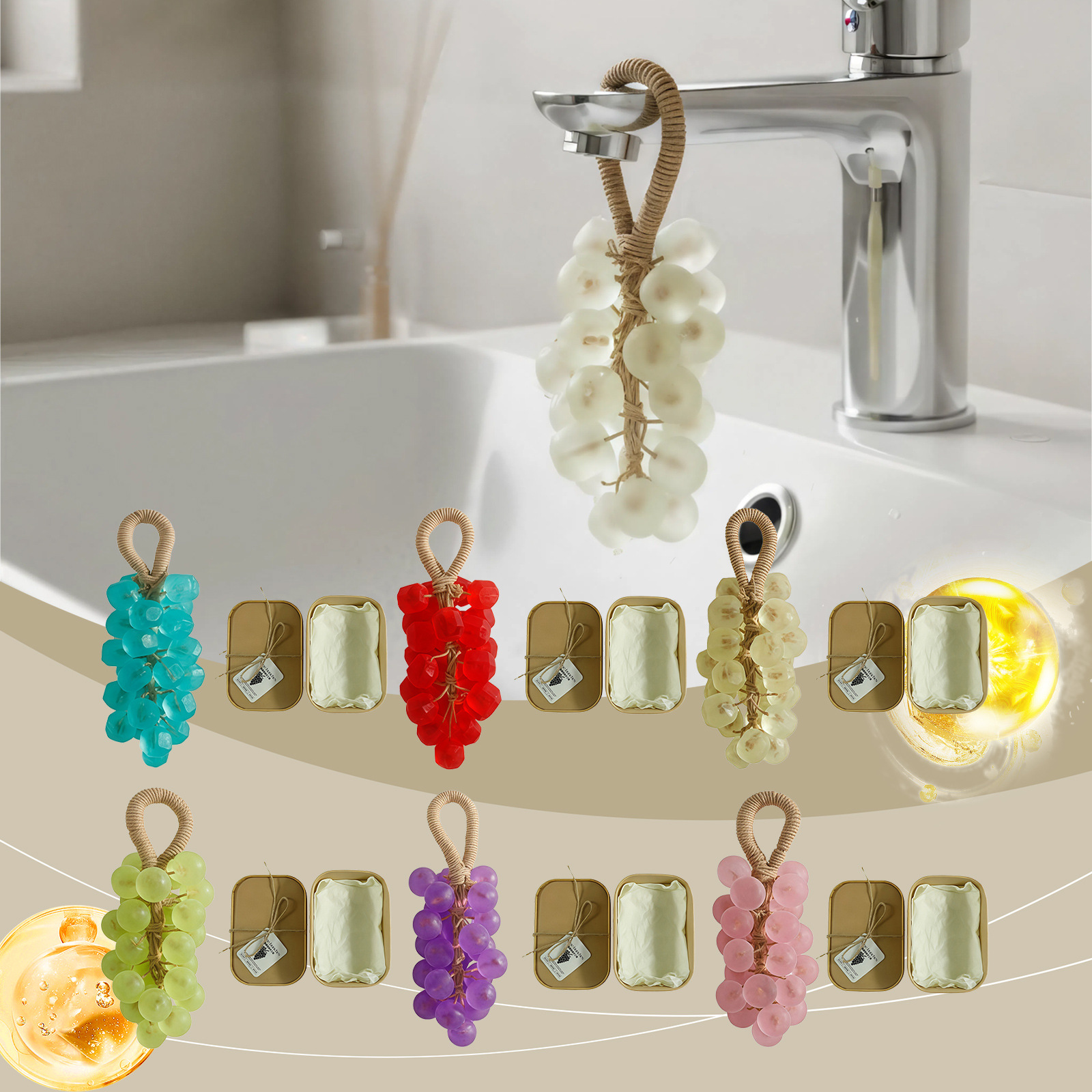 宝石葡萄皂 手工DIY宝石透明葡萄串手工皂礼盒温和清洁手部护理