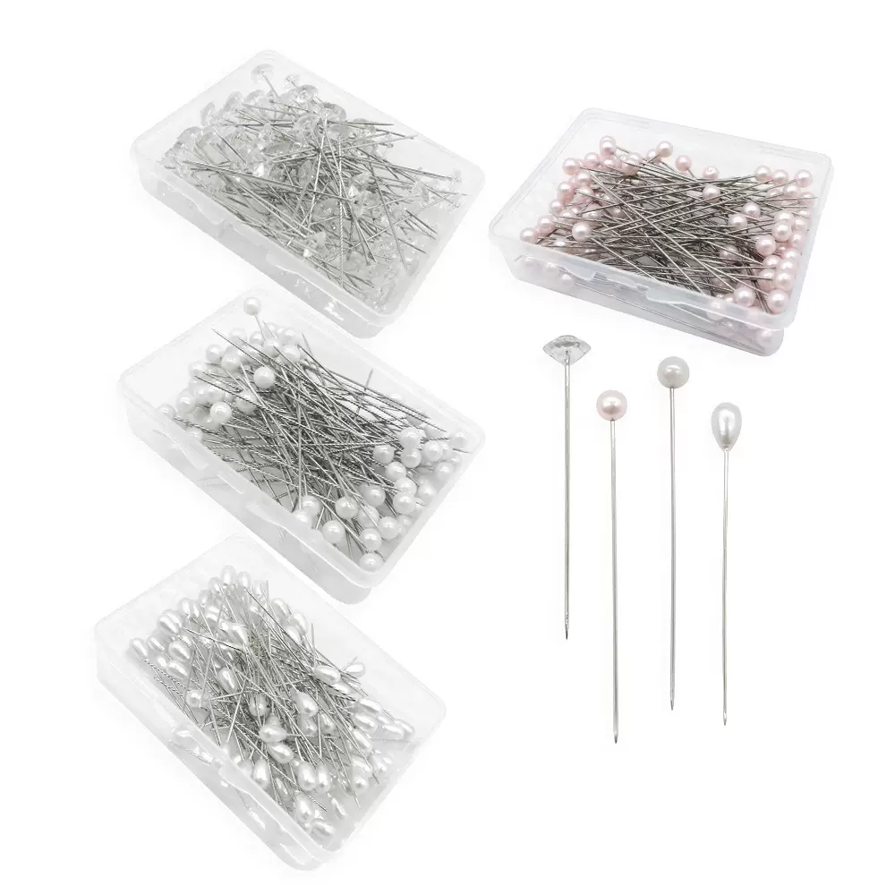 6*65圆头白色定位珠光针5*55梨形大头针8*52钻石针装饰针组合手工