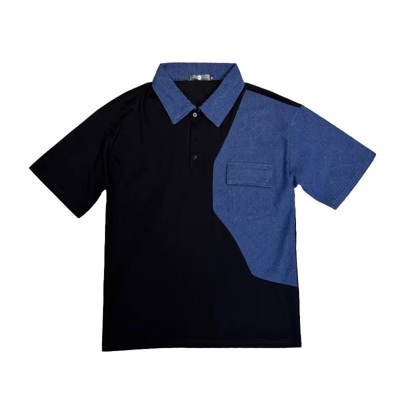 Tendencia 2024 nueva moda social chico verano camiseta de manga corta camiseta masculina bordado camiseta de media manga solapa polo